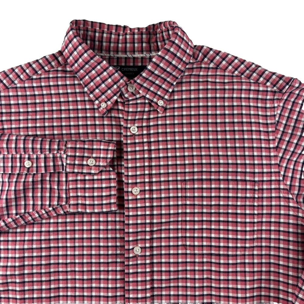 Cremieux‎ Classics Button Down Shirt Mens Large Red White Blue Plaid Long Sleeve